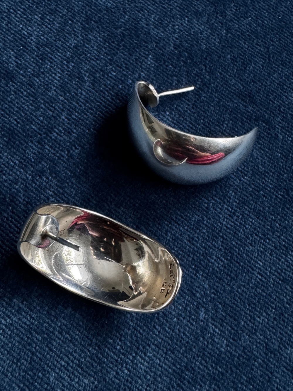 Vintage Taxco Mexico TC- 139 925 SterlingSilver Half Hoop Earrings